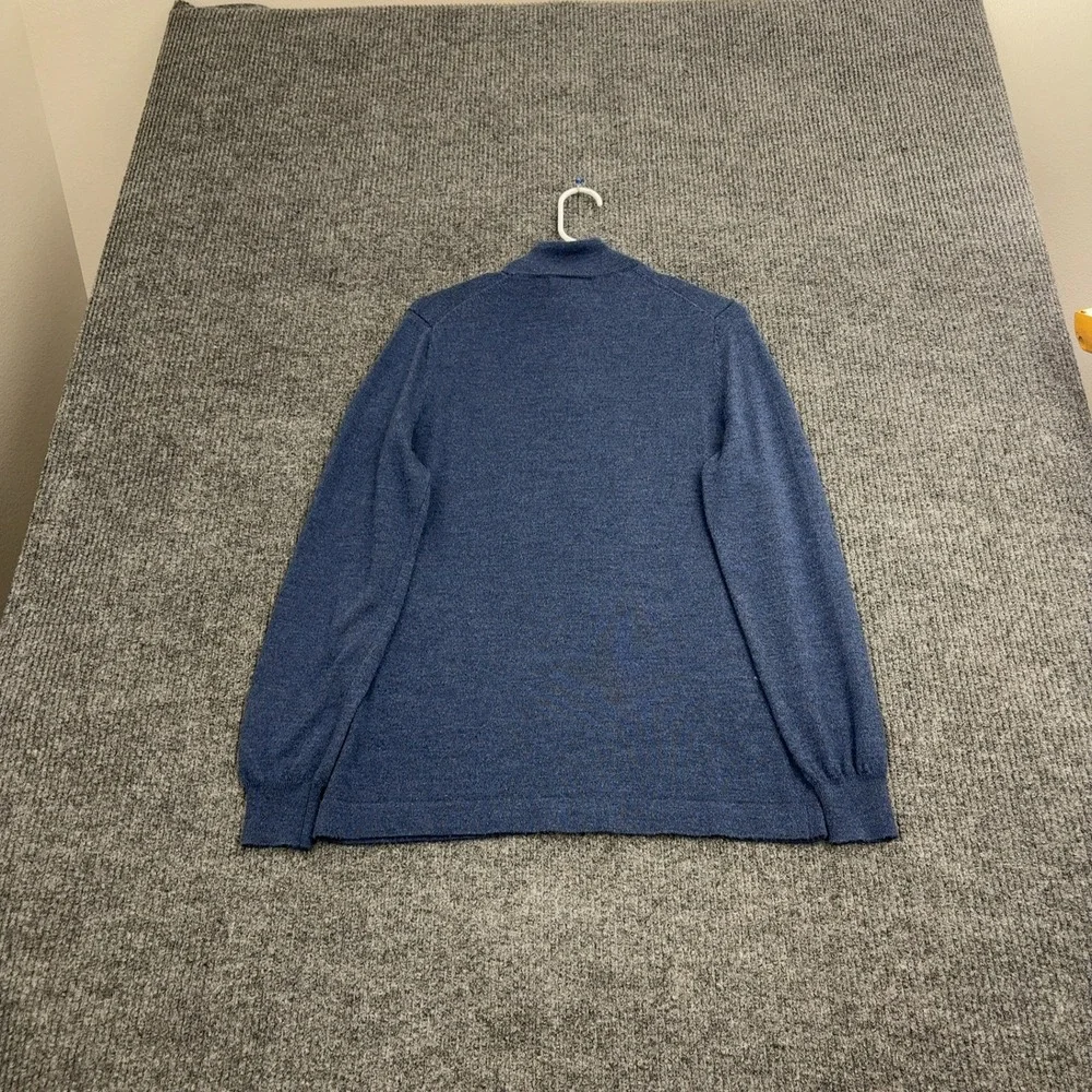Joseph Abboud Sweater Mens M Blue Merino Wool Quarter Zip Mock‎ Neck Classic